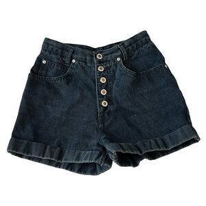 Vintage LA Blues Denim Shorts Black Button Fly High Rise Cotton Size 8